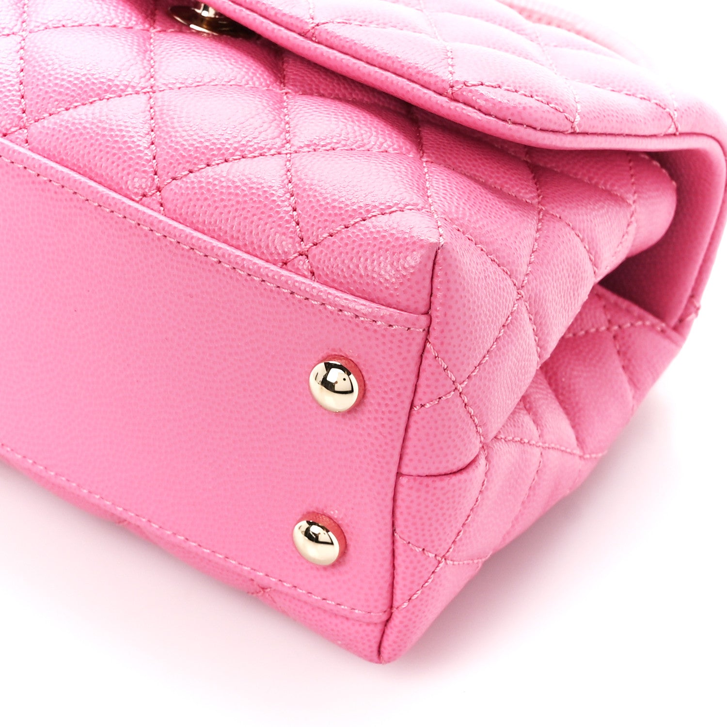 Chanel Caviar Quilted Lizard Embossed Extra Mini Coco Handle Flap Pink 11 of 11