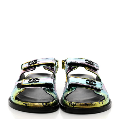 Chanel Laminated Lambskin Printed CC Dad Sandals 36 Multicolor 2 of 11