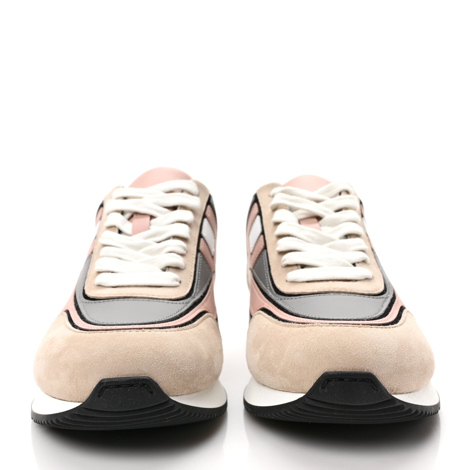 Hermes Calfskin Suede Goatskin Womens Chris Sneakers 37.5 Gris D'Hiver 2 of 10