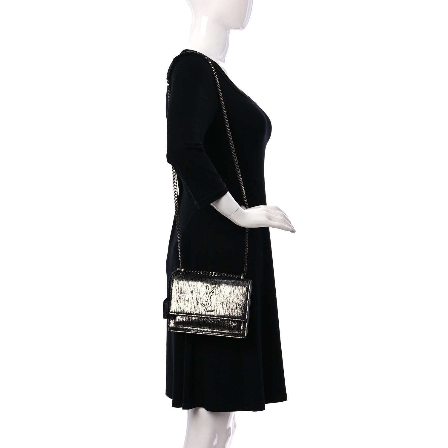 Saint Laurent Metallic Lambskin Lame Small Monogram Sunset Black Platine 2 of 10