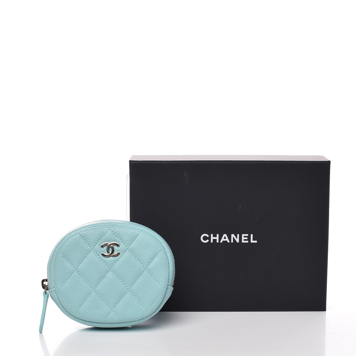 Chanel Caviar Quilted Zip Around Classic Coin Purse Light Blue 8 of 8