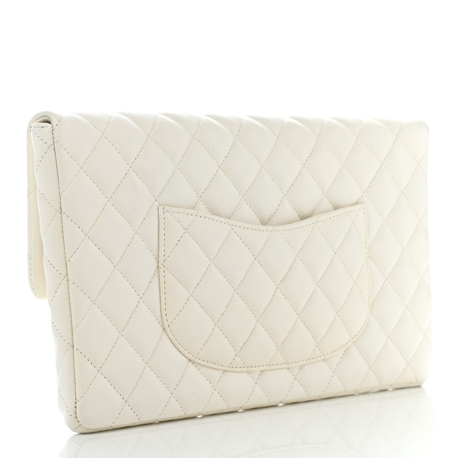 Chanel Caviar Quilted Flap Clutch White 3 of 12