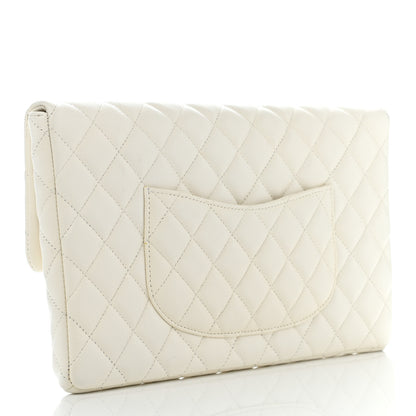 Chanel Caviar Quilted Flap Clutch White 3 of 12