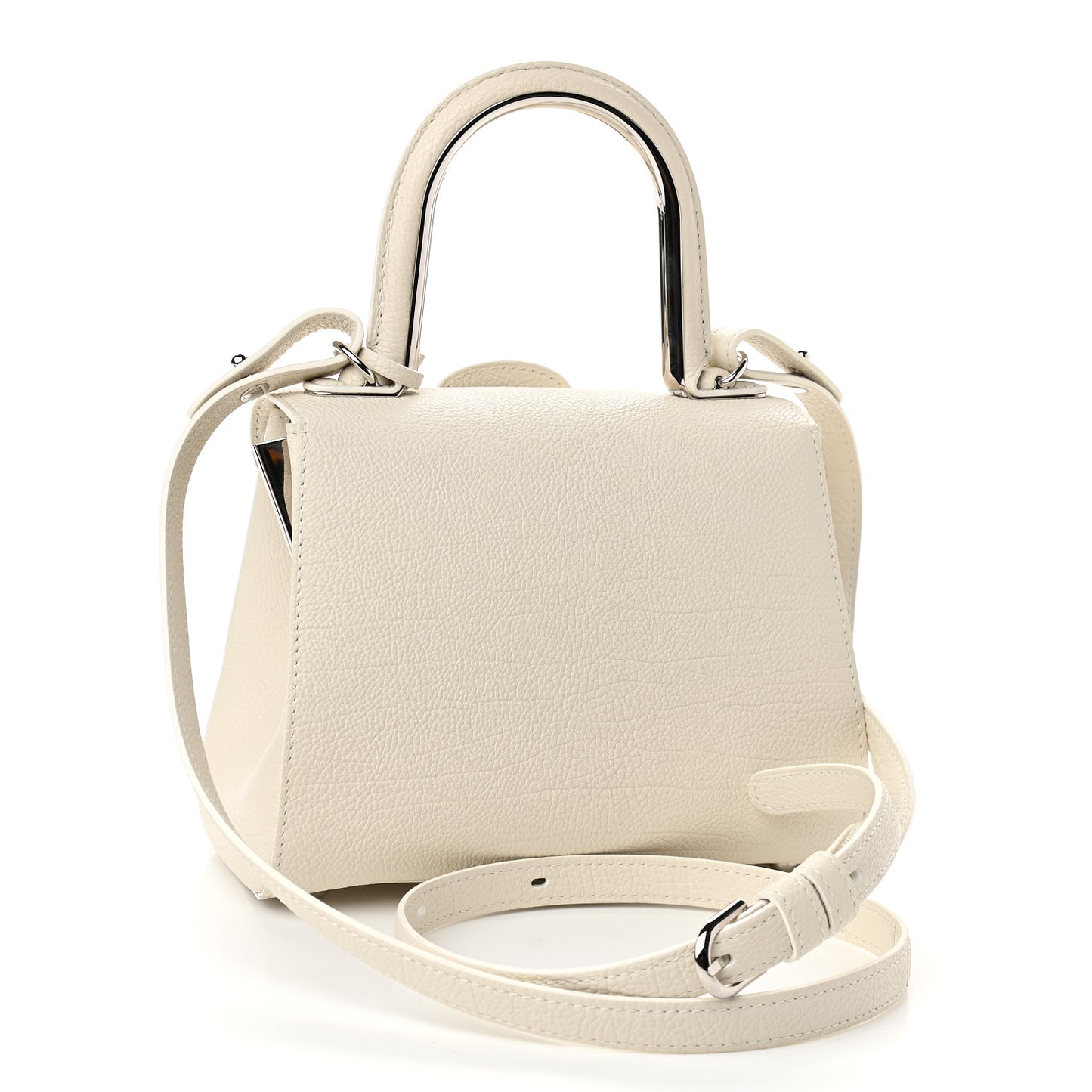 Grained Calfskin Mini Brillant Satchel Ivory