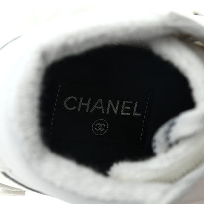 Chanel Calfskin Mesh Lycra Womens Logo High Top Sneakers 37 White 7 of 12