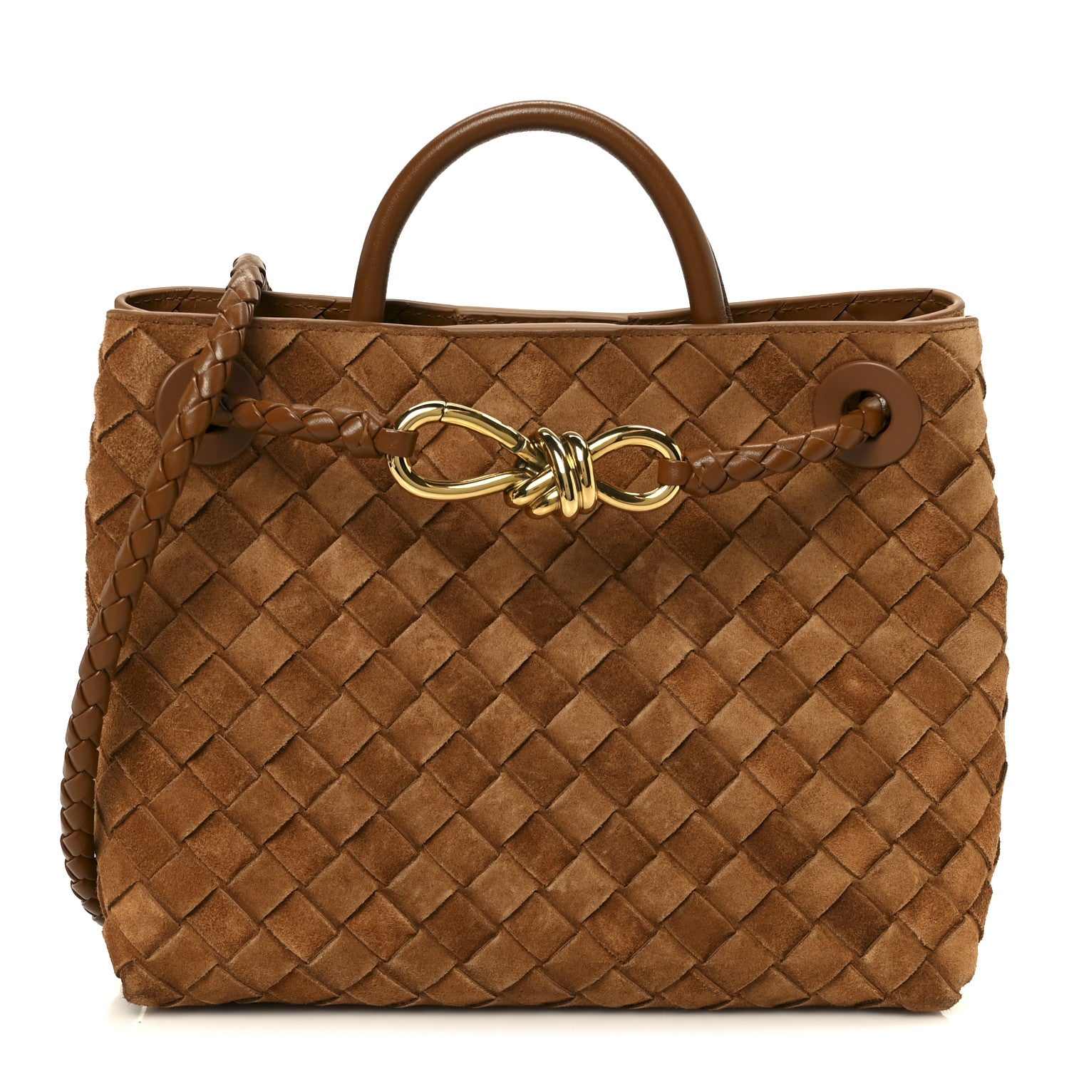 BOTTEGA VENETA イントレチャートクッション　レア　ブラウン系　美品 Bottega Veneta Suede Intrecciato Small Andiamo Shoulder Bag Amber