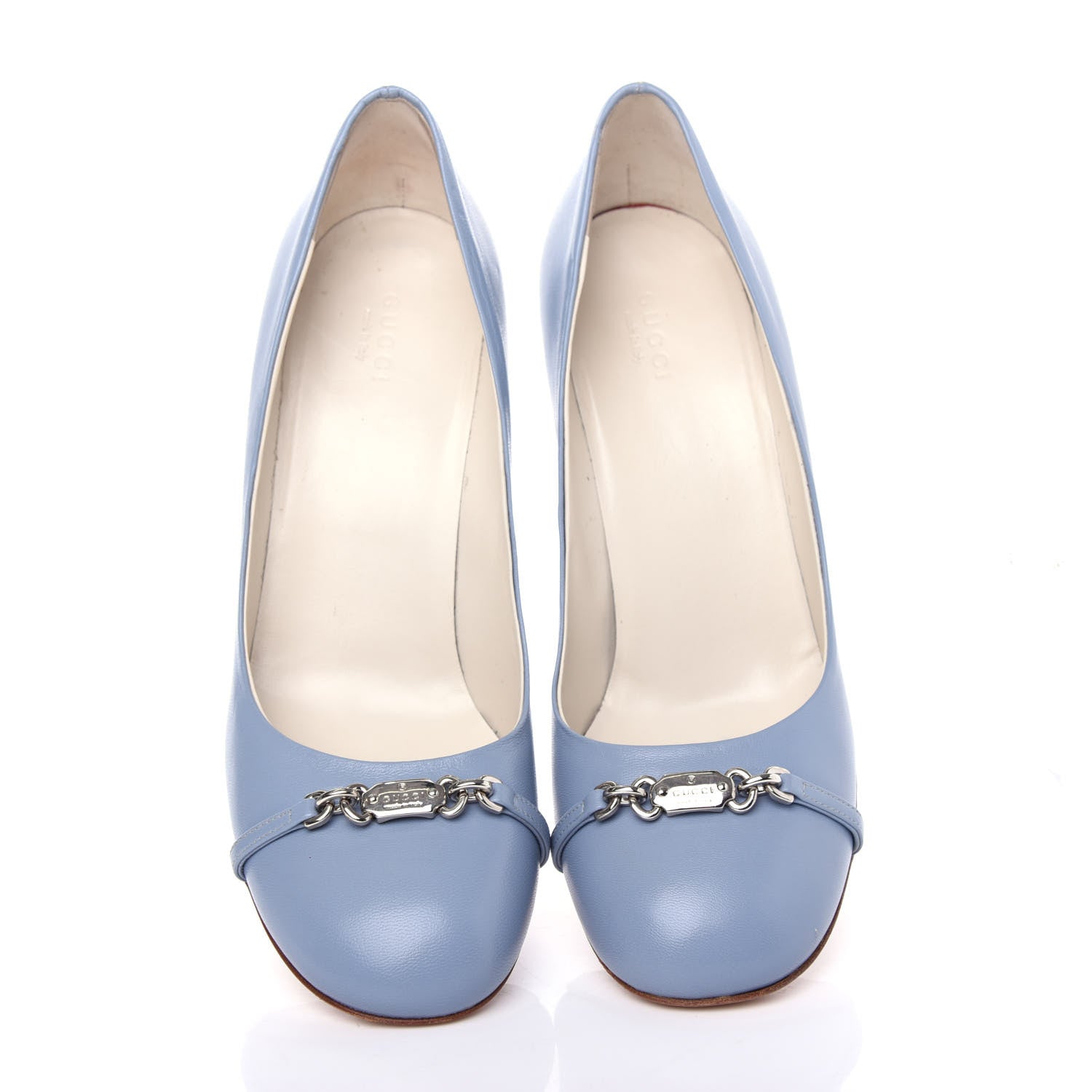 Gucci Nappa Logo Plate Pumps 40 Pastel Blue 5 of 11