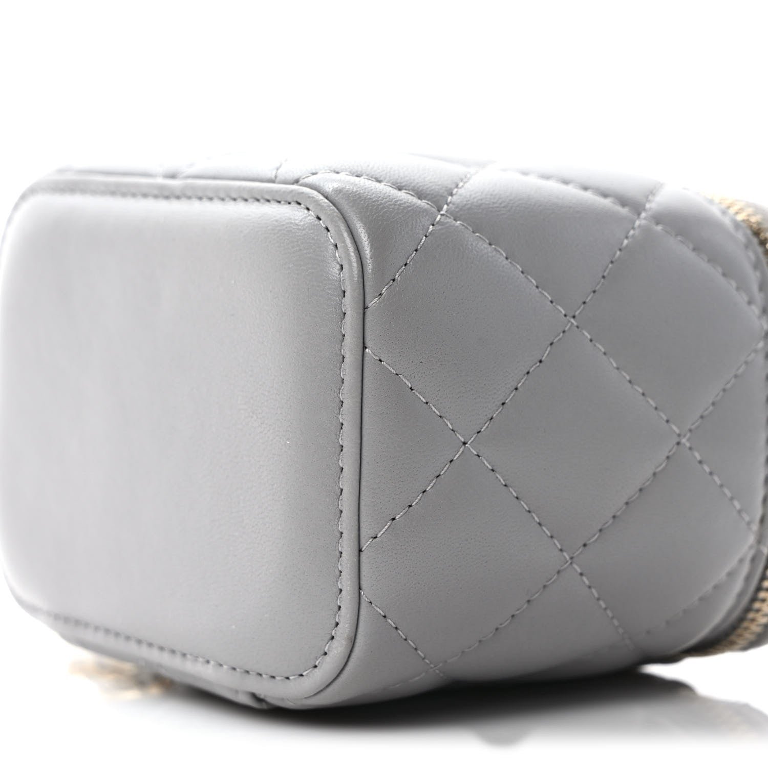 Chanel Lambskin Quilted Pearl Crush Mini Vanity Case With Chain Grey 9 of 10
