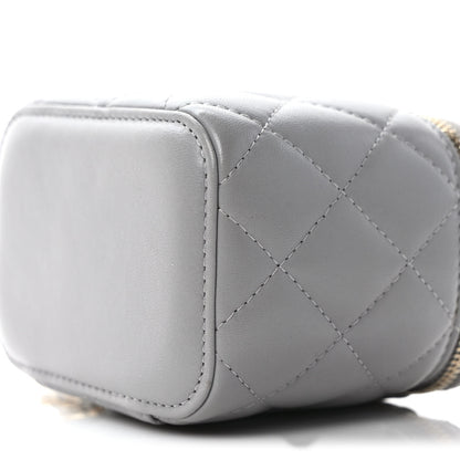 Chanel Lambskin Quilted Pearl Crush Mini Vanity Case With Chain Grey 9 of 10