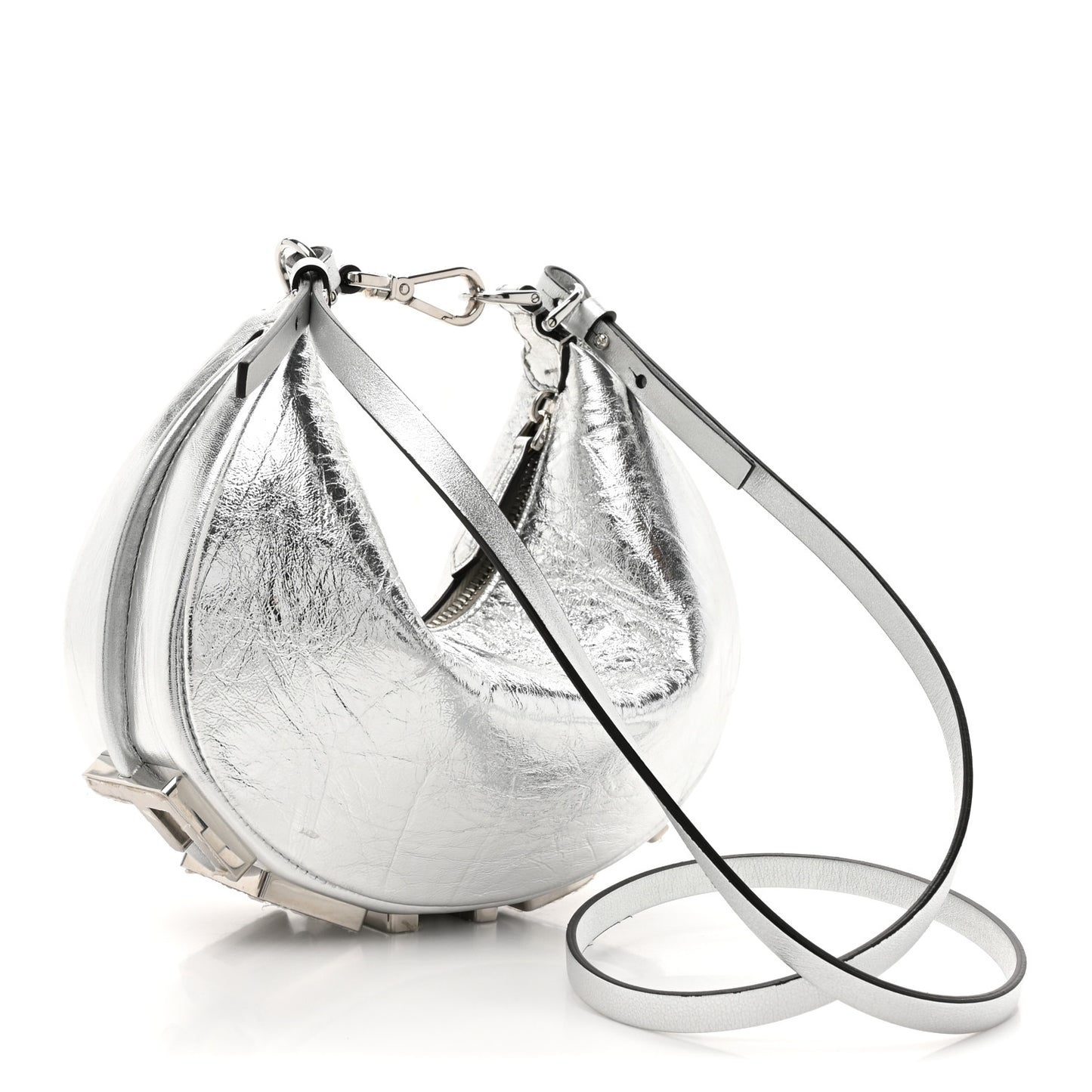 Rock Millenium Mini Fendigraphy Hobo Bag Argento
