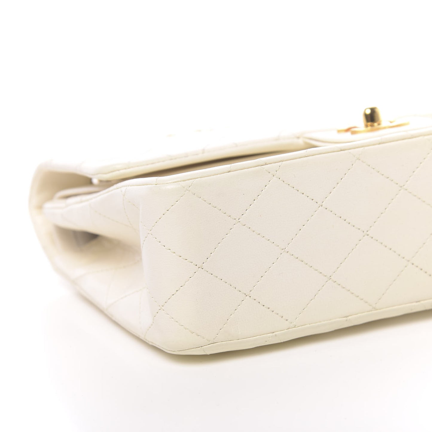 Lambskin Quilted Medium Double Flap White