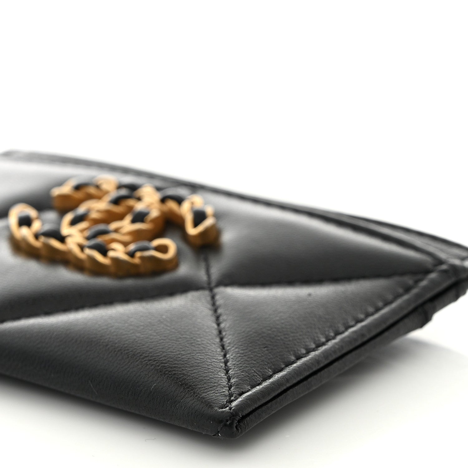 Chanel Lambskin Quilted Chanel 19 Card Holder Black 10 of 11