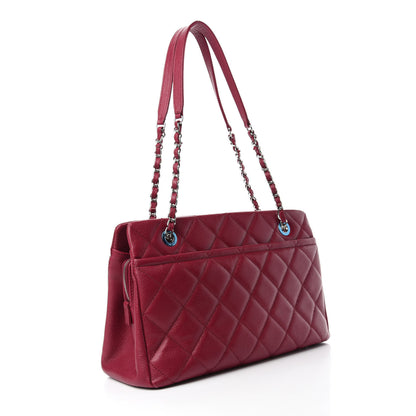 Chanel Caviar Quilted Timeless CC Shopping Tote Red 3 of 13