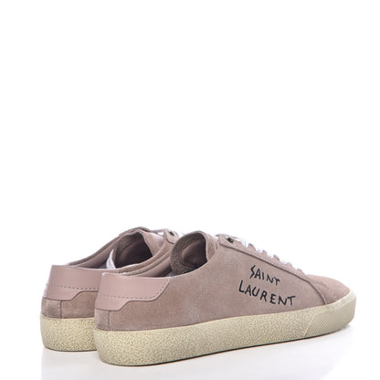 Saint Laurent Distressed Suede Womens Court Classic Sneakers 37 Rose Antique 4 of 10