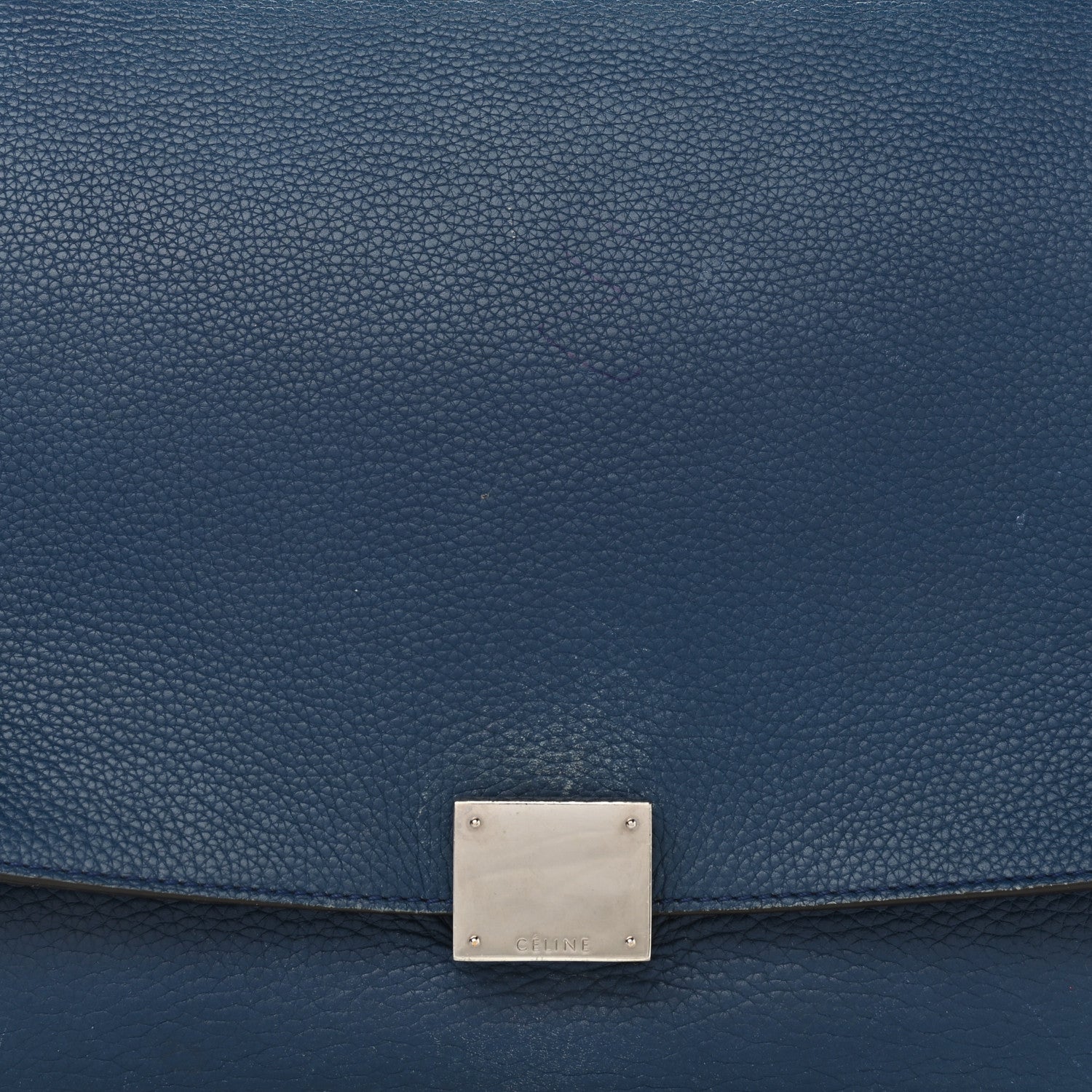 Celine Drummed Calfskin Suede Medium Trapeze Navy 7 of 16