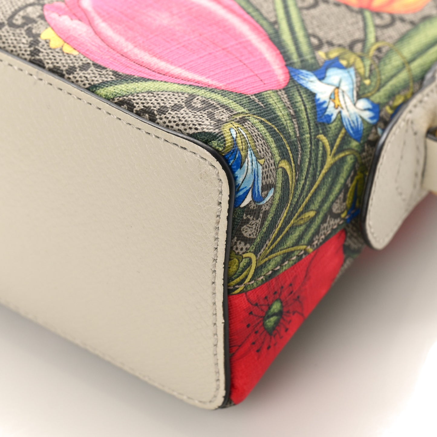 GG Supreme Monogram Flora Web GG Small Ophidia Dome Shoulder Bag White