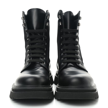Prada Spazzolato Rois Re-Nylon Triangle Logo Mens Combat Boots 8 Black 2 of 7