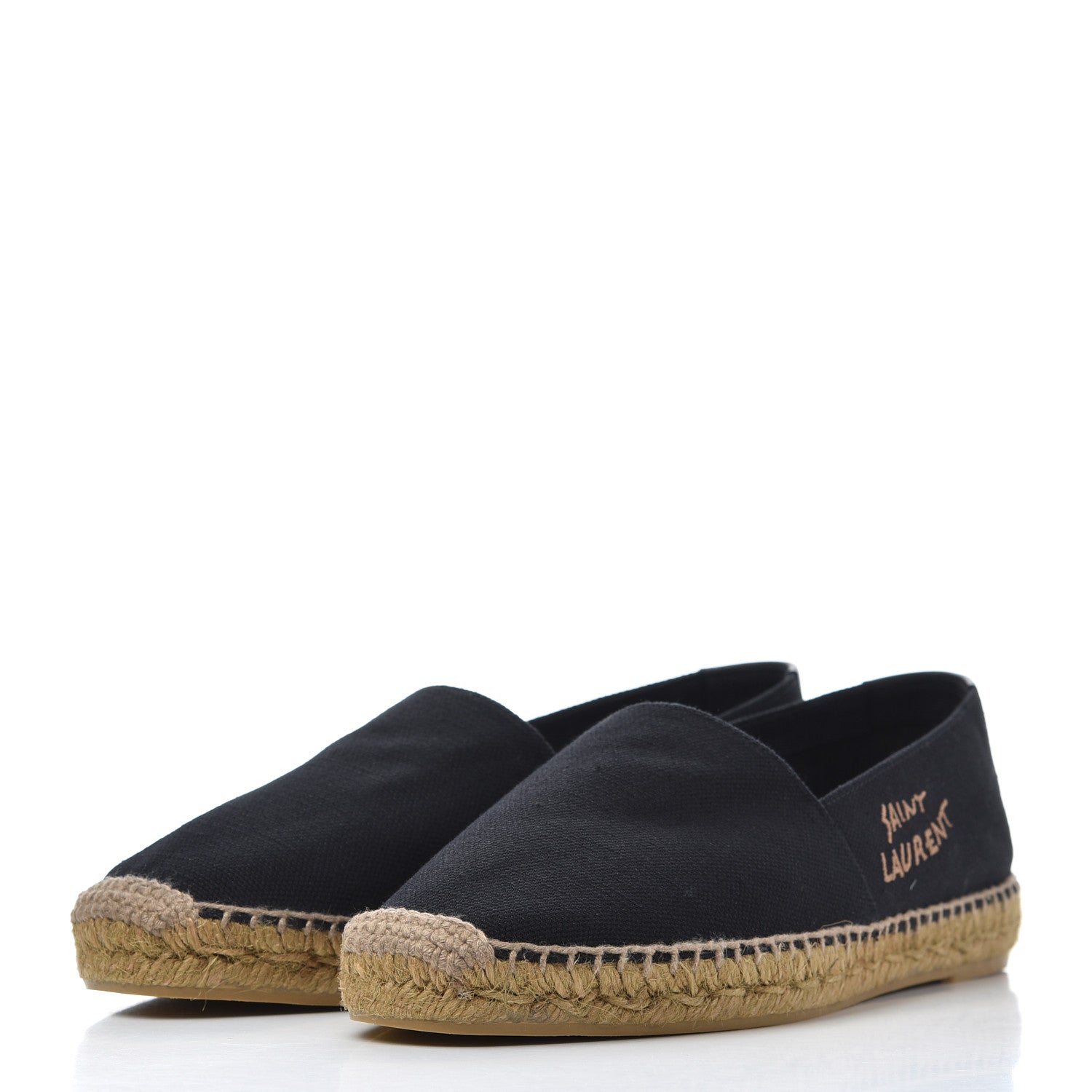 Saint Laurent Canvas Nappa Elba Light Logo Embroidered Espadrilles 41 Black 3 of 9
