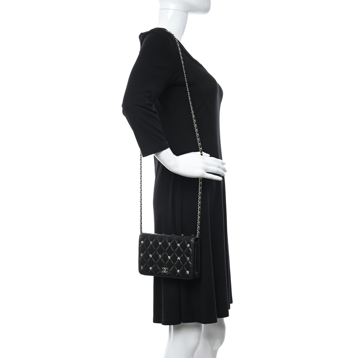 Lambskin Quilted All About Chanel Wallet On Chain WOC Black