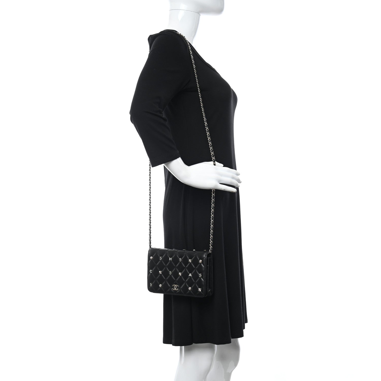 Chanel Lambskin Quilted All About Chanel Wallet On Chain WOC Black 2 of 13