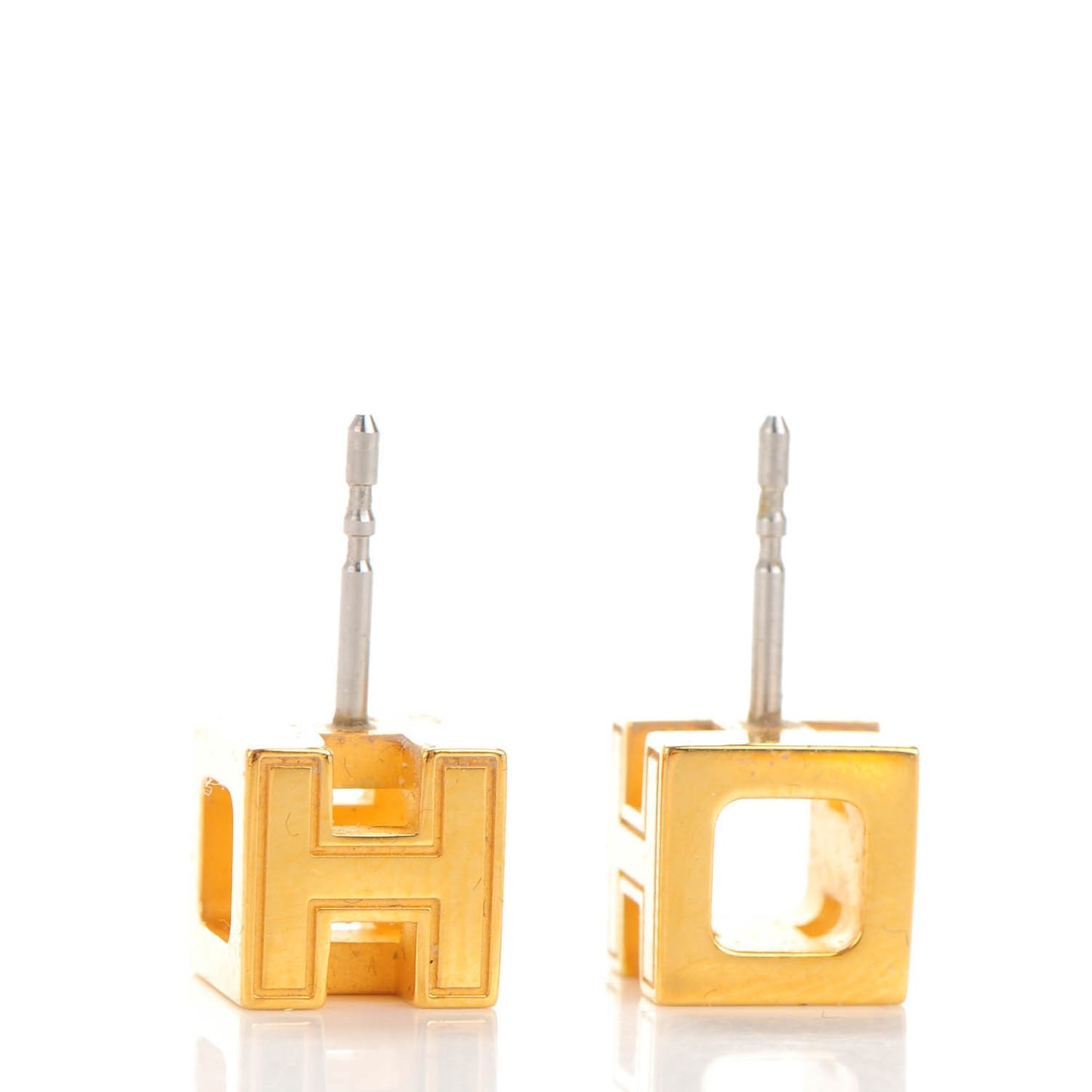 Gold Lacquered Cage d'H Earrings Jaune Madras