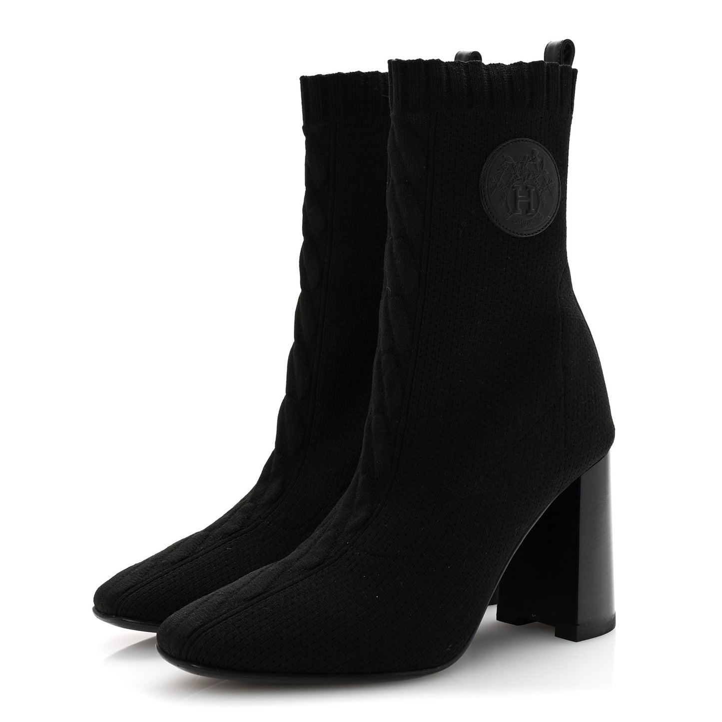 Knit Calfskin Volver 90 Ankle Boots 35 Black
