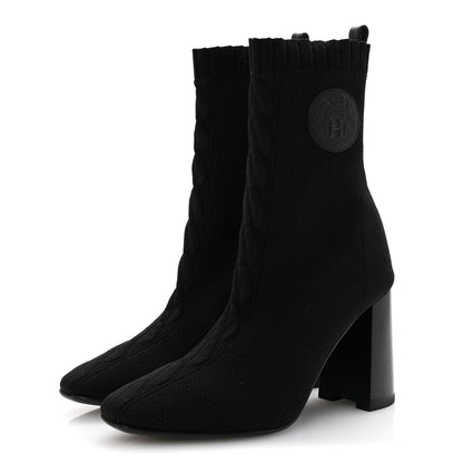 Hermes Knit Calfskin Volver 90 Ankle Boots 35 Black 4 of 9