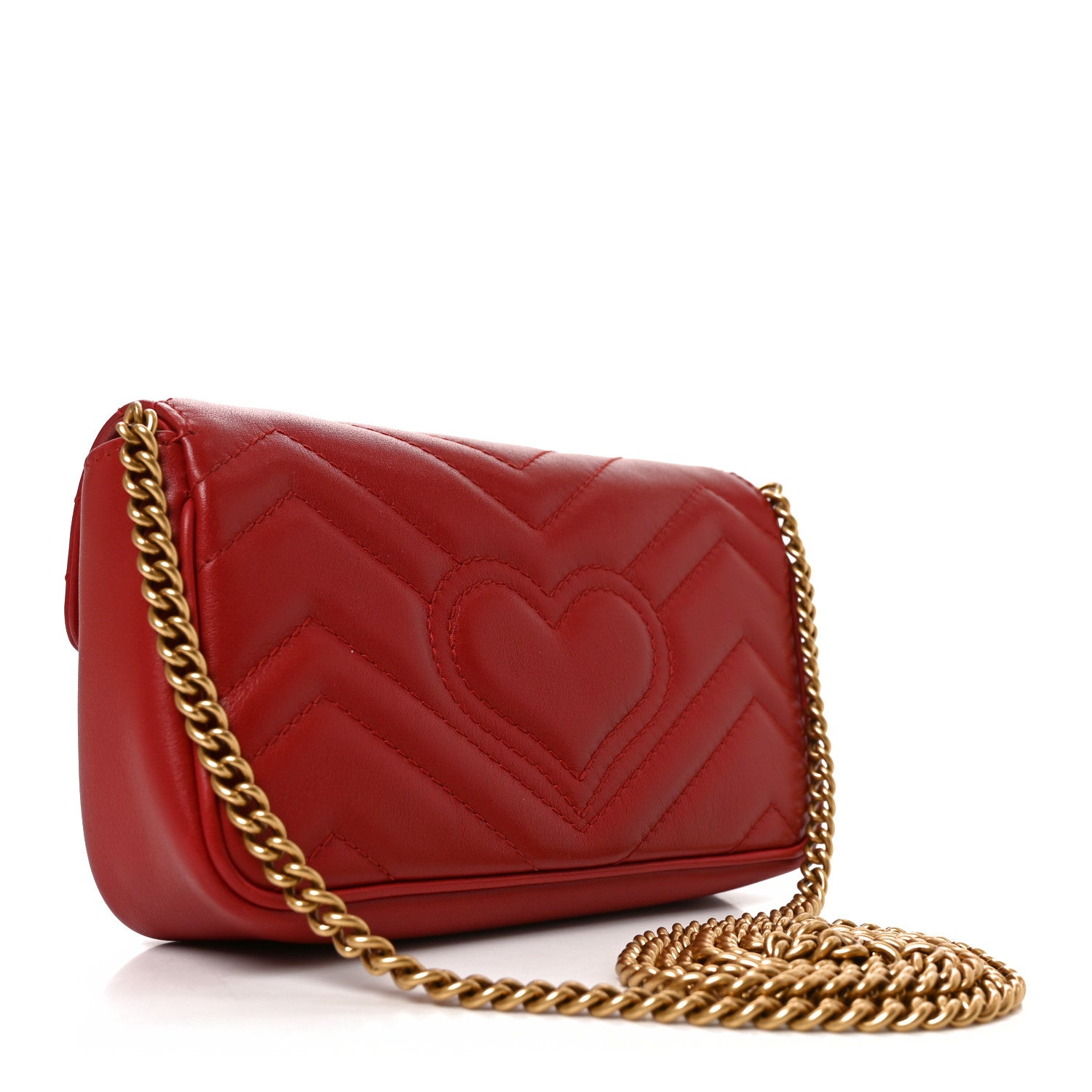 Gucci Calfskin Matelasse Super Mini GG Marmont Shoulder Bag Hibiscus Red 3 of 11