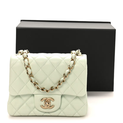 Chanel Lambskin Quilted Mini Square Flap Light Green 11 of 11