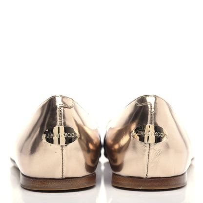 Jimmy Choo Metallic Mirror Calfskin Garmeen Flats 38 Nude 7 of 10
