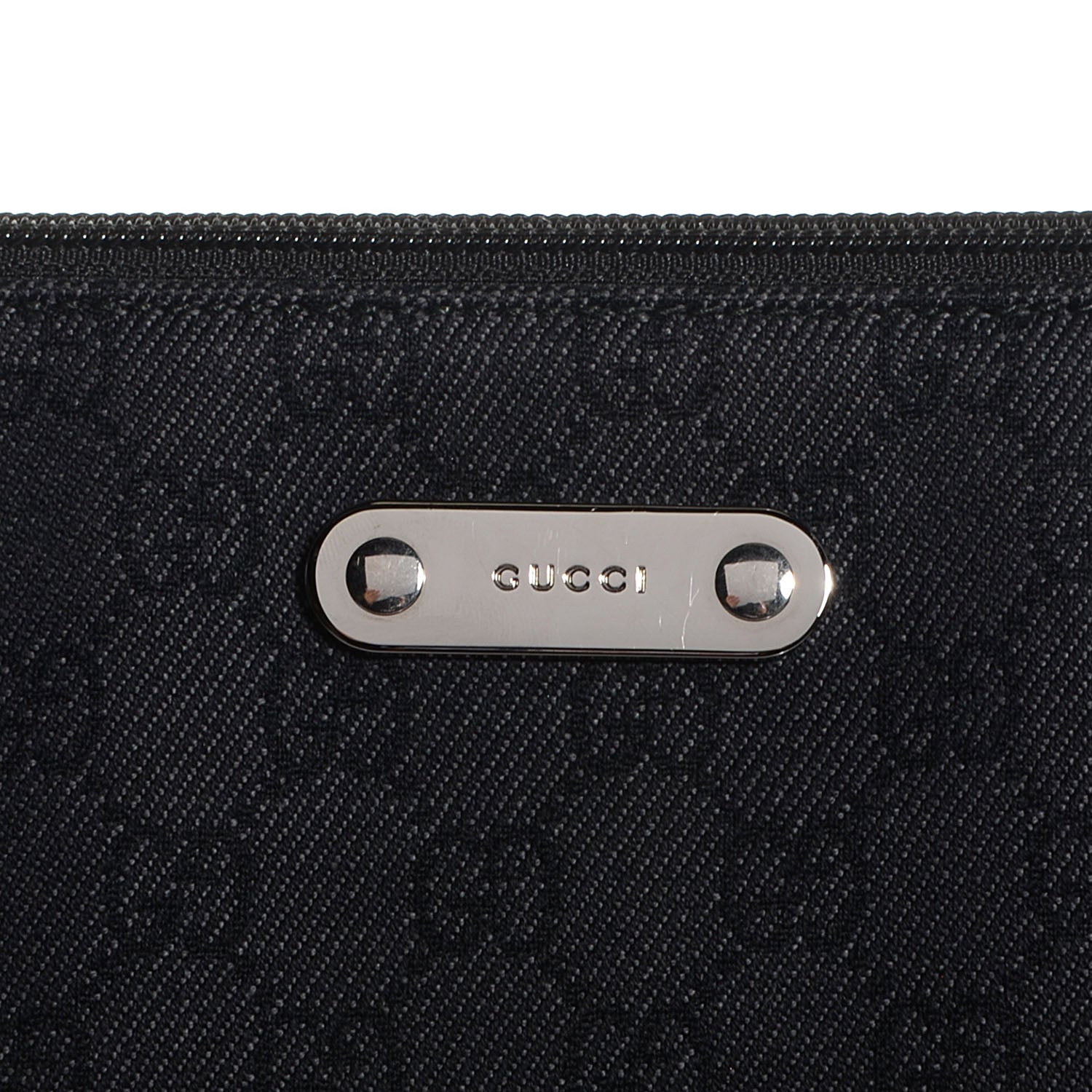 Gucci Denim Monogram Flat Messenger Bag Black 8 of 8