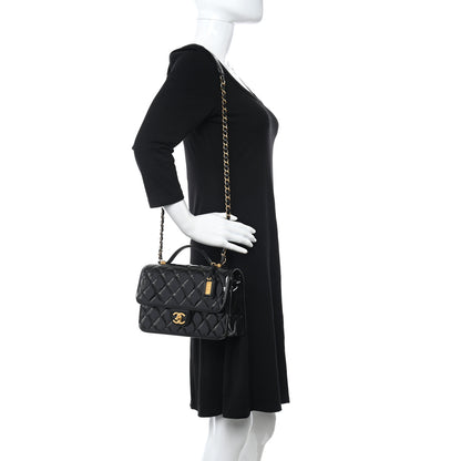 Chanel Patent Quilted Small School Memory Top Handle Flap Black 2 of 9