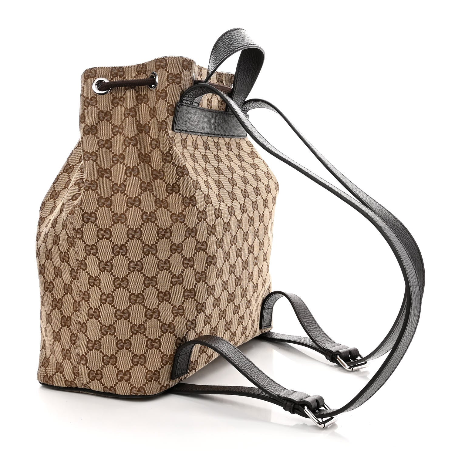Gucci Monogram Dollar Calfskin O Drawstring Backpack Beige Ebony Testa di Moro Dark Chocolate 3 of 10
