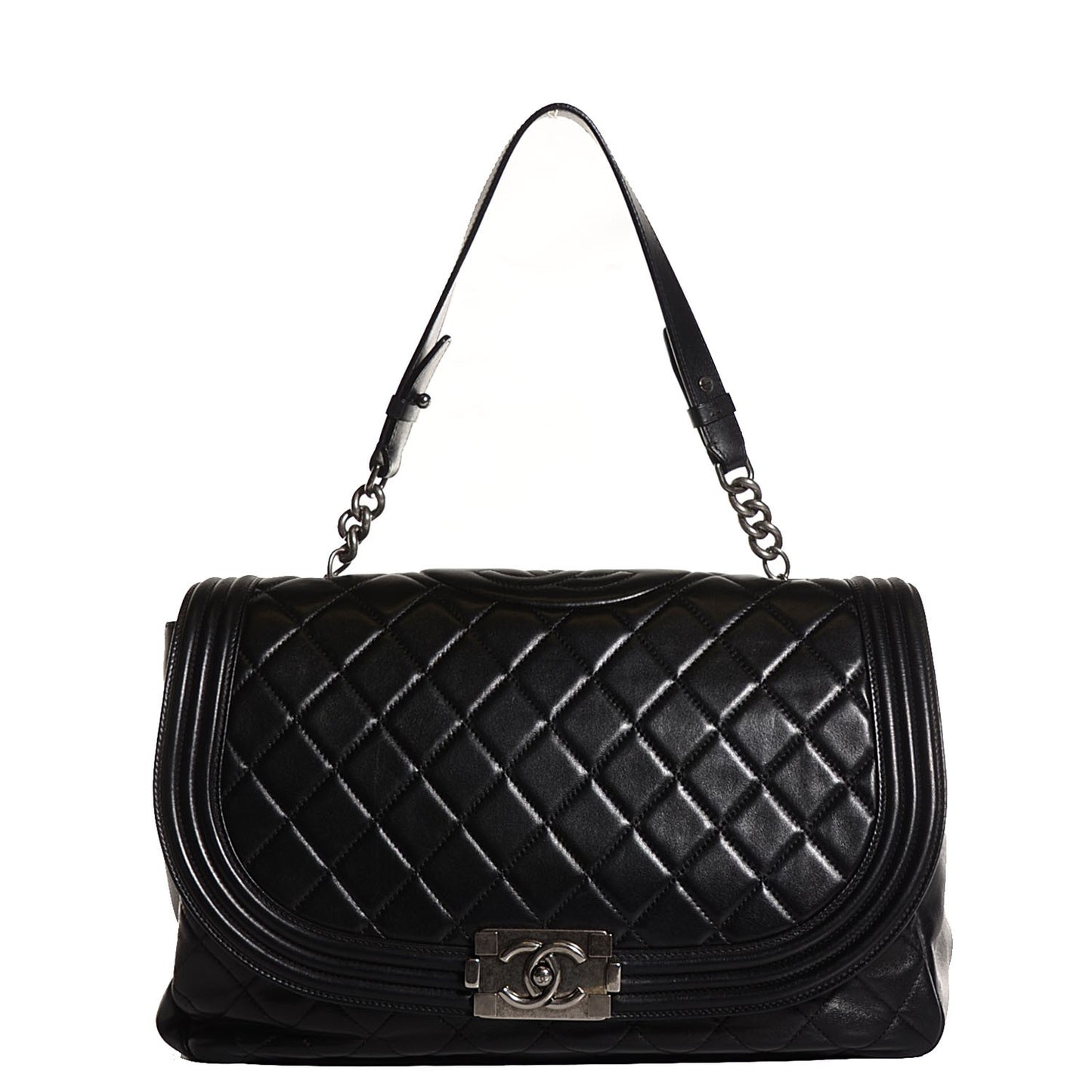 Lambskin Quilted Large Antik Boy Flap Black