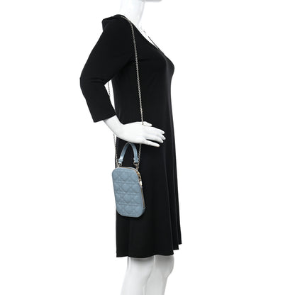 Christian Dior Patent Cannage Lady Dior Phone Holder Cloud Blue 2 of 10