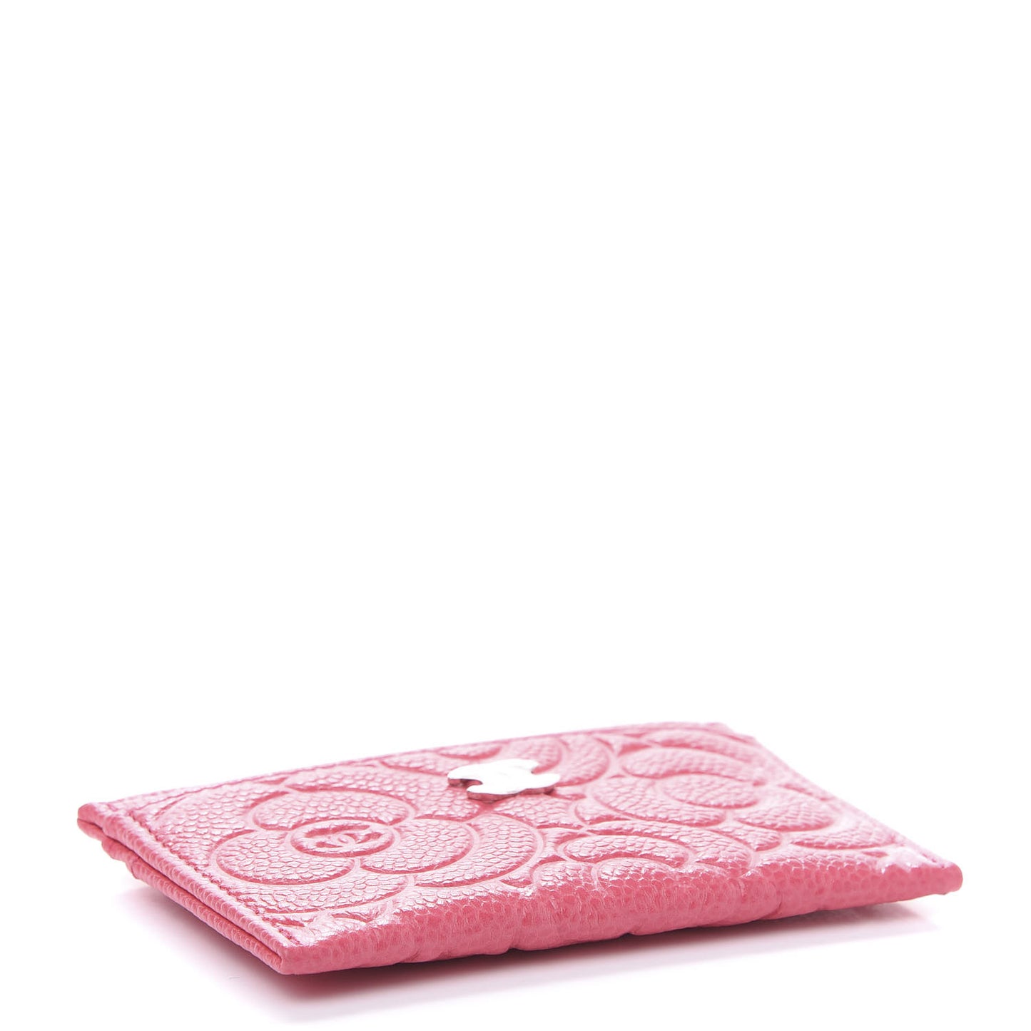Caviar Camellia Embossed Card Holder Pink