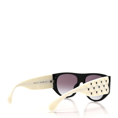 Chanel Acetate Quilted CC Pilot Sunglasses 71465 White Black 4 of 8