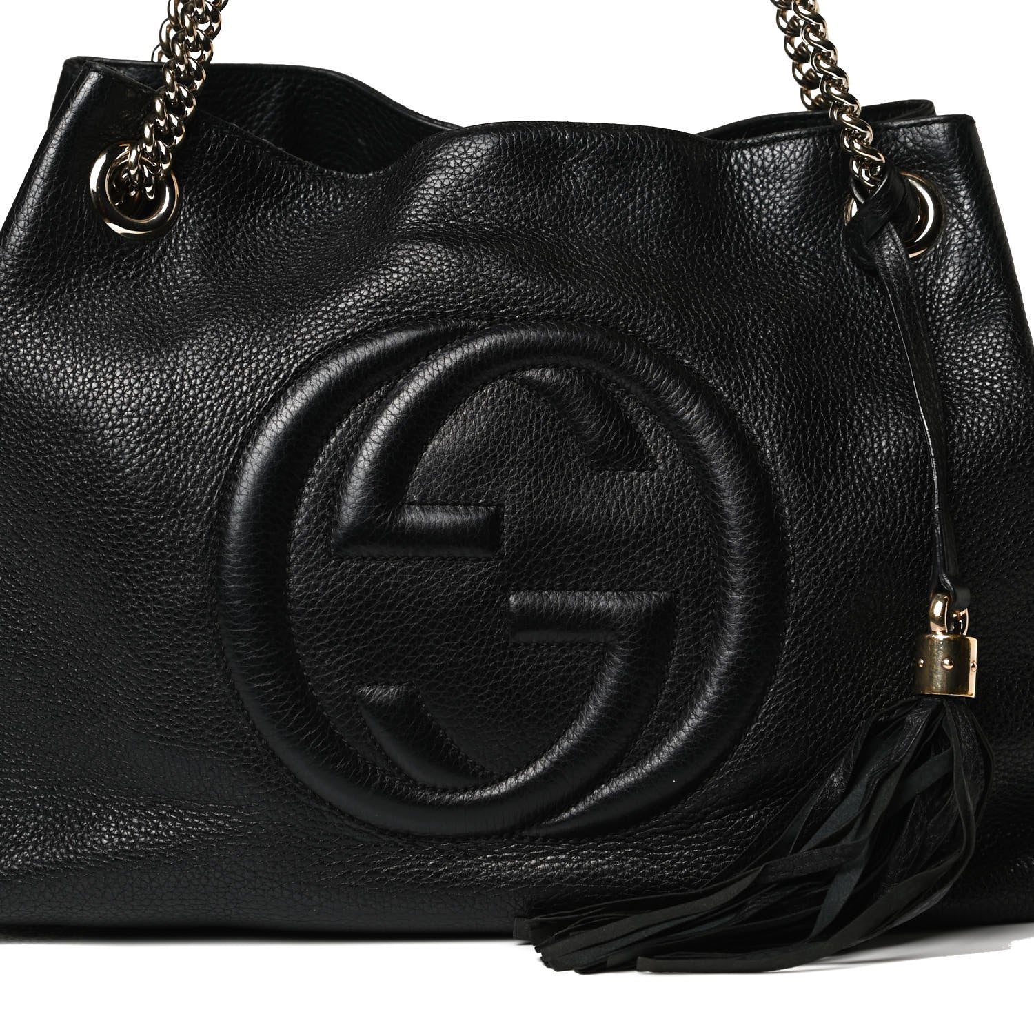Gucci Pebbled Calfskin Medium Soho Chain Shoulder Bag Black 9 of 18