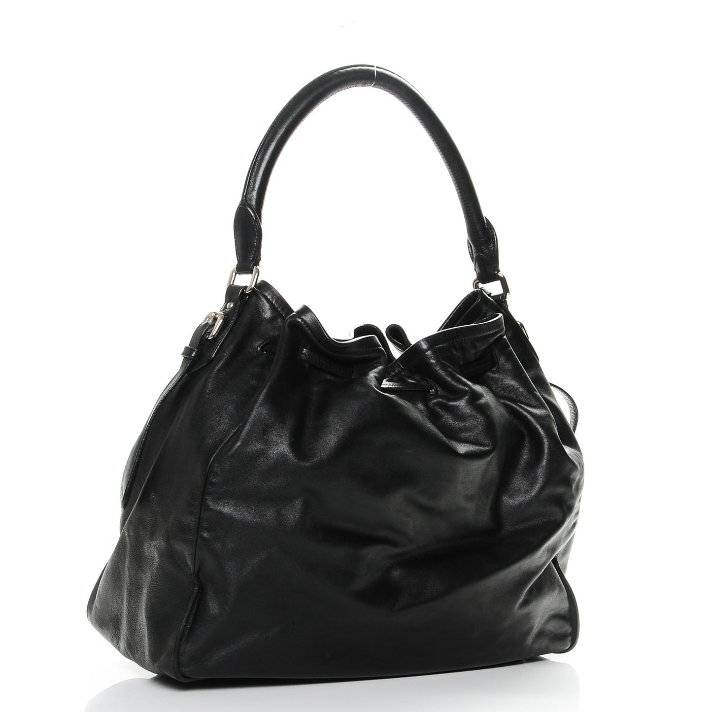 Nappa Drawstring Tote Black
