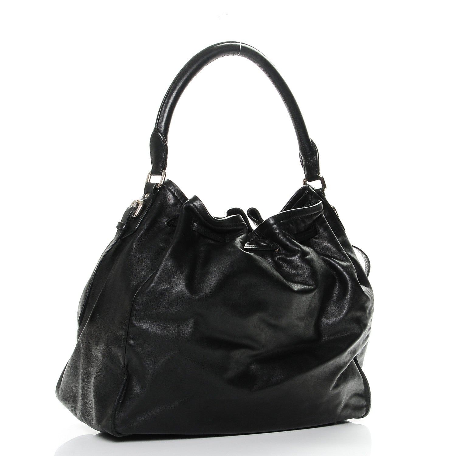 Prada Nappa Drawstring Tote Black 3 of 7