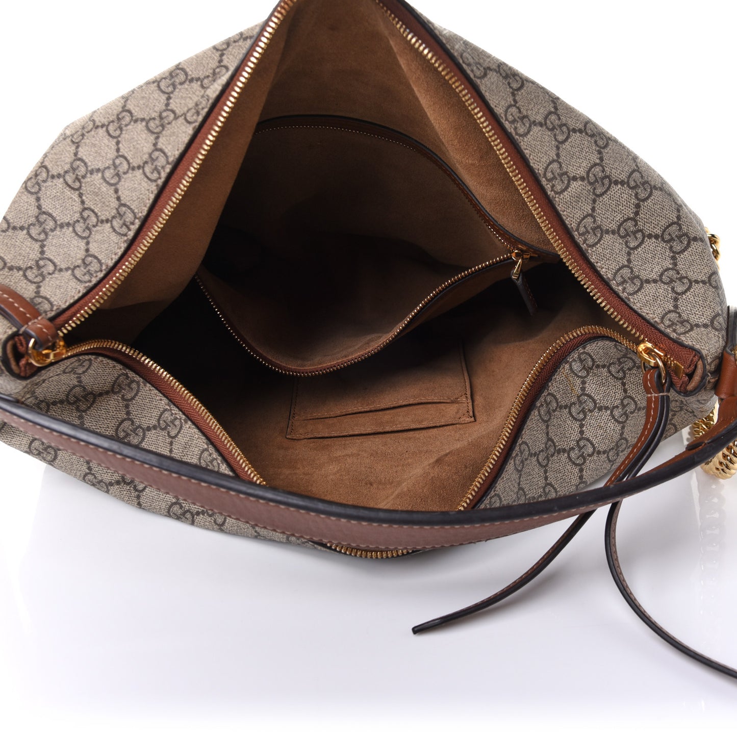 GG Supreme Monogram Large Linea A Hobo Light Brown