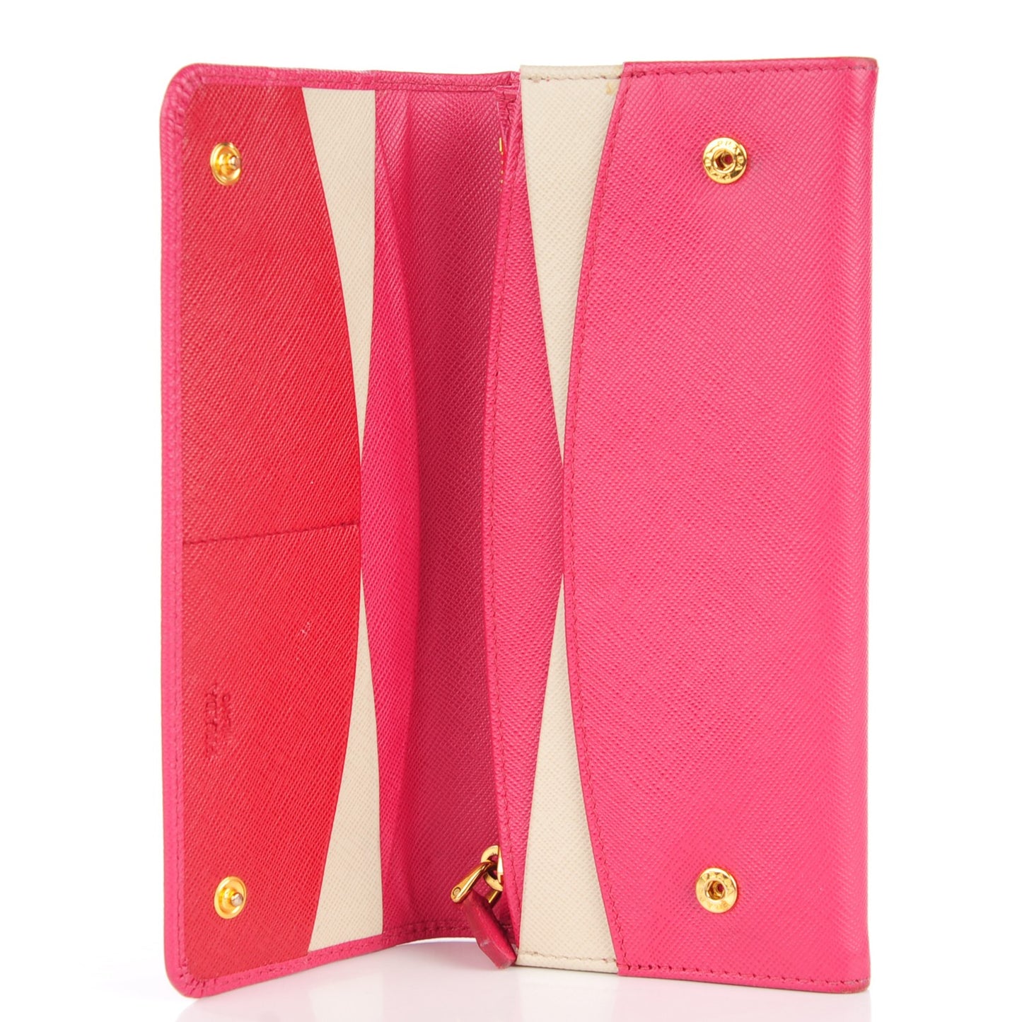 Saffiano Metal Continental Flap Wallet Peonia Begonia