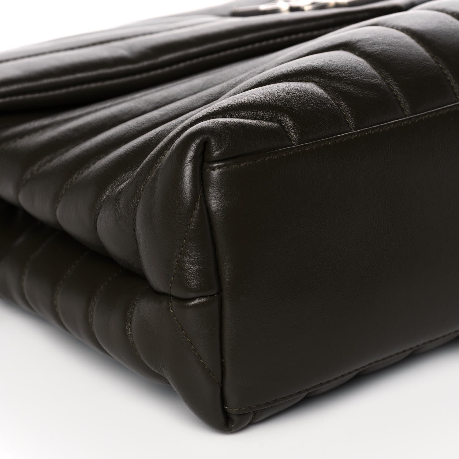 Saint Laurent Calfskin Y Quilted Monogram Medium Loulou Chain Satchel Kaki Fonce 11 of 14