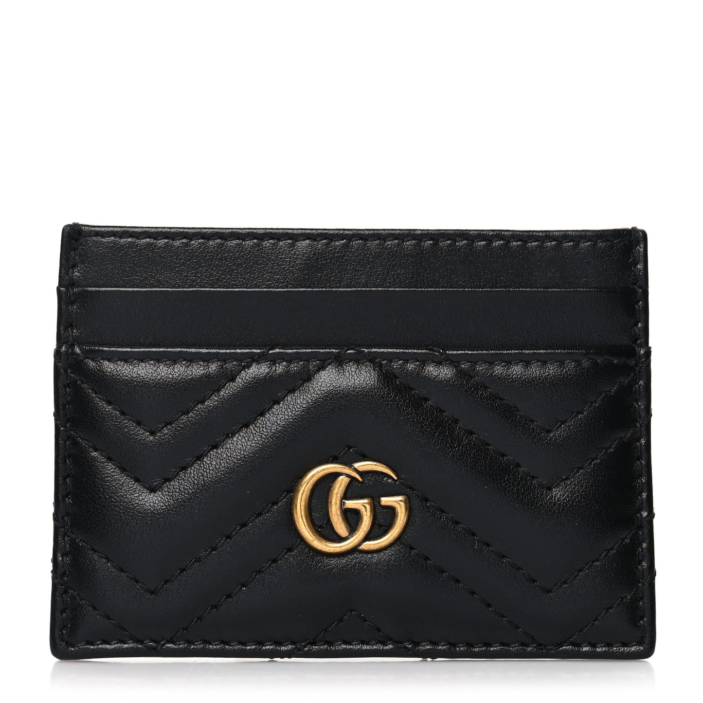 Calfskin Matelasse GG Marmont Card Holder Black