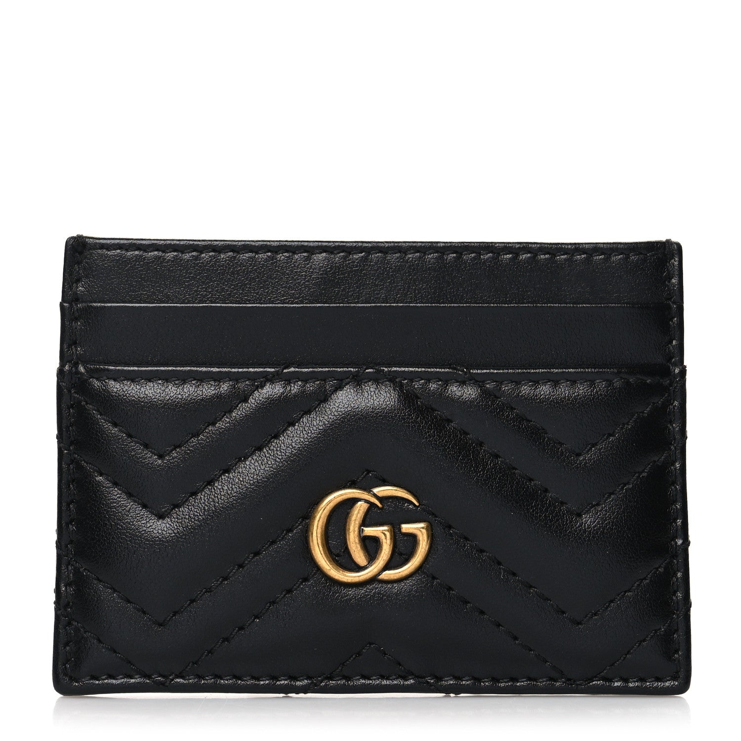 Gucci Calfskin Matelasse GG Marmont Card Holder Black 1 of 9