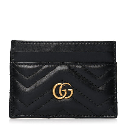 Gucci Calfskin Matelasse GG Marmont Card Holder Black 1 of 9
