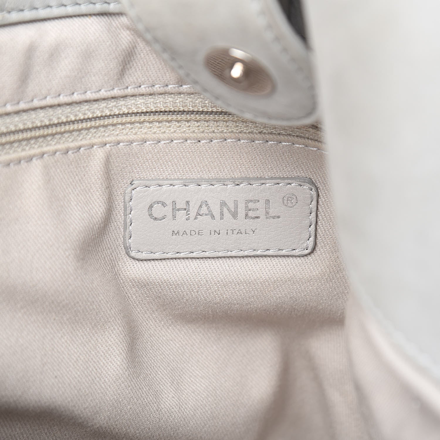 Chanel Iridescent Calfskin Diamond Stitched CC Shopping Tote Gris Clair 7 of 15