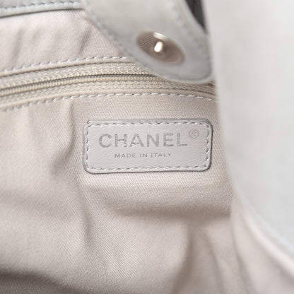 Chanel Iridescent Calfskin Diamond Stitched CC Shopping Tote Gris Clair 7 of 15