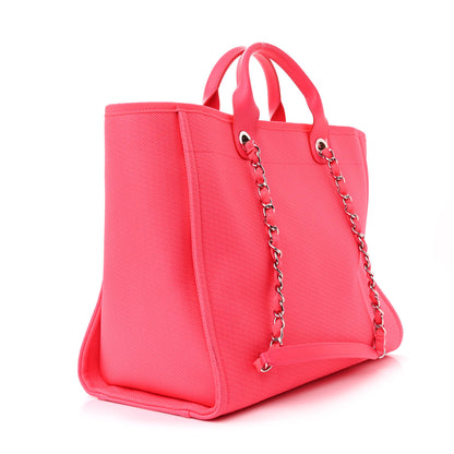 Chanel Mixed Fibers Calfskin Medium Deauville Tote Pink Orange 4 of 12