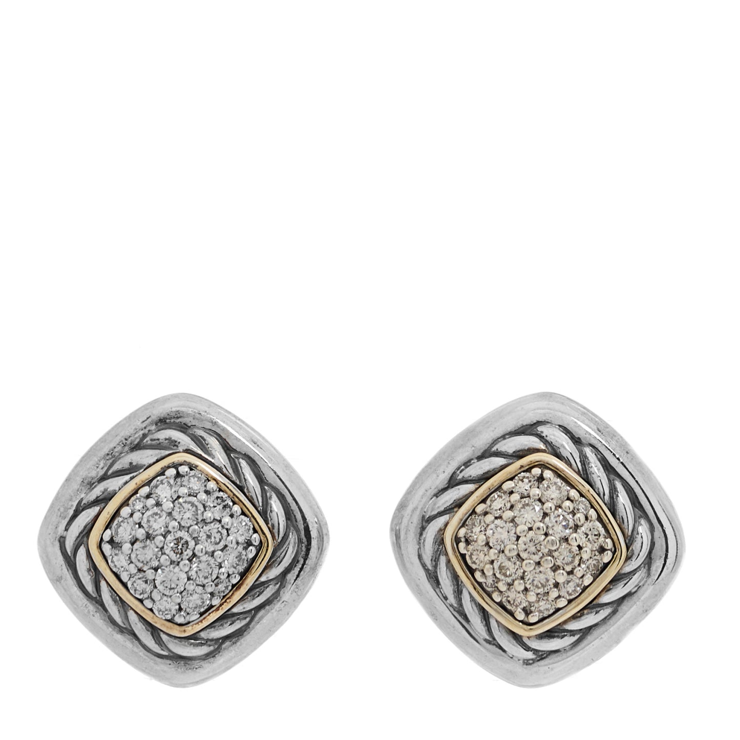 Sterling Silver 18K Yellow Gold Diamond 7mm Albion Earrings